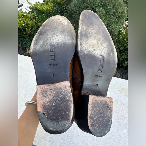 Fendi Tan/Brown Leather Oxford Dress Boots (Men’s Size 9 OR Women’s Size 10.5) - Picture 7 of 9